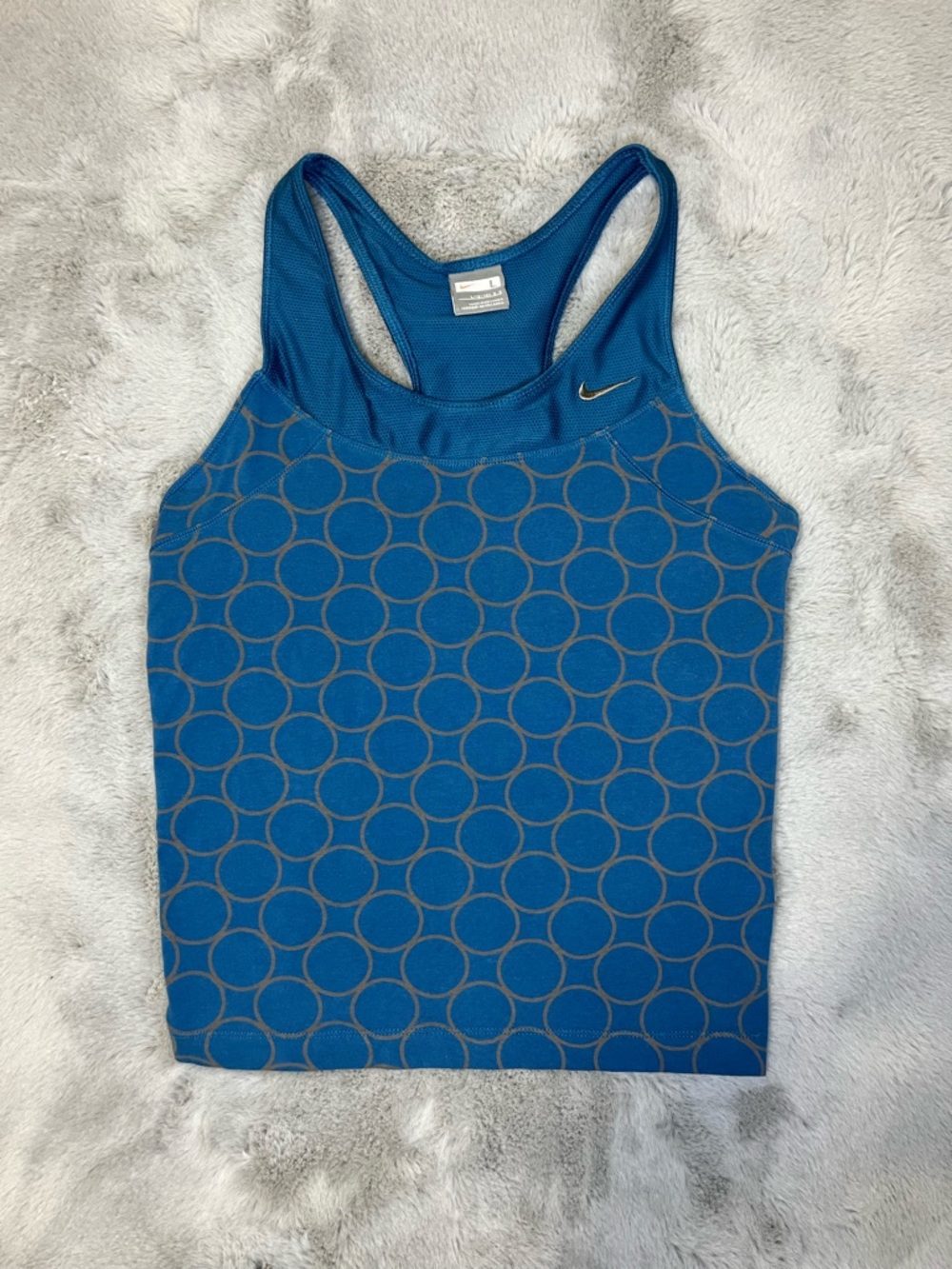 Nike Teal Blue Circular-Print Racerback Tank